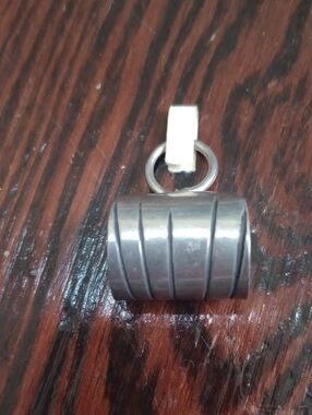 Sterling Silver Vtg Cylinder Pendant - Modern Engraved Design